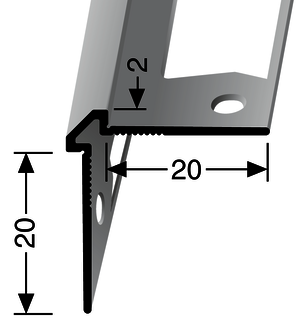 WAP155-G Wandaussenecke schräg Aluminium edelstahl fein F2G 20,00 mm 20,00 mm 2,70 lfm