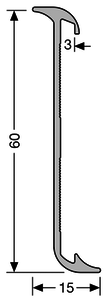 SL945-U Sockelleiste Aluminium silber F4 15,00 mm 60,00 mm 2,50 lfm